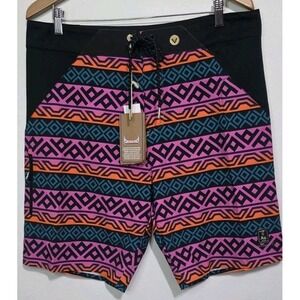 New Vast Men's Geometric Aztec Board Shorts 34 Swim Trunks Beach Surf Multicolor